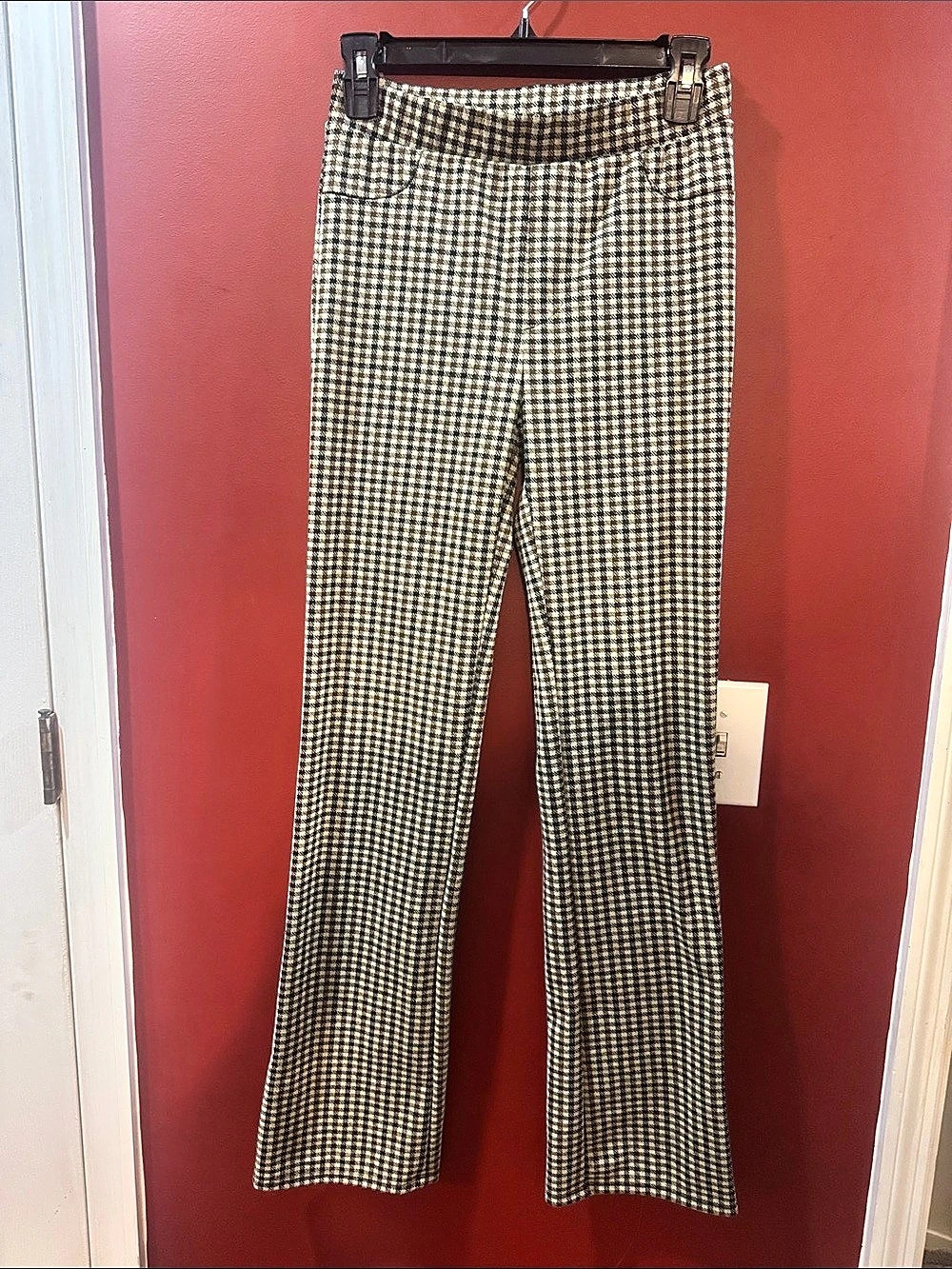 RSQ Houndstooth Flare Pants in Black & Cream pants